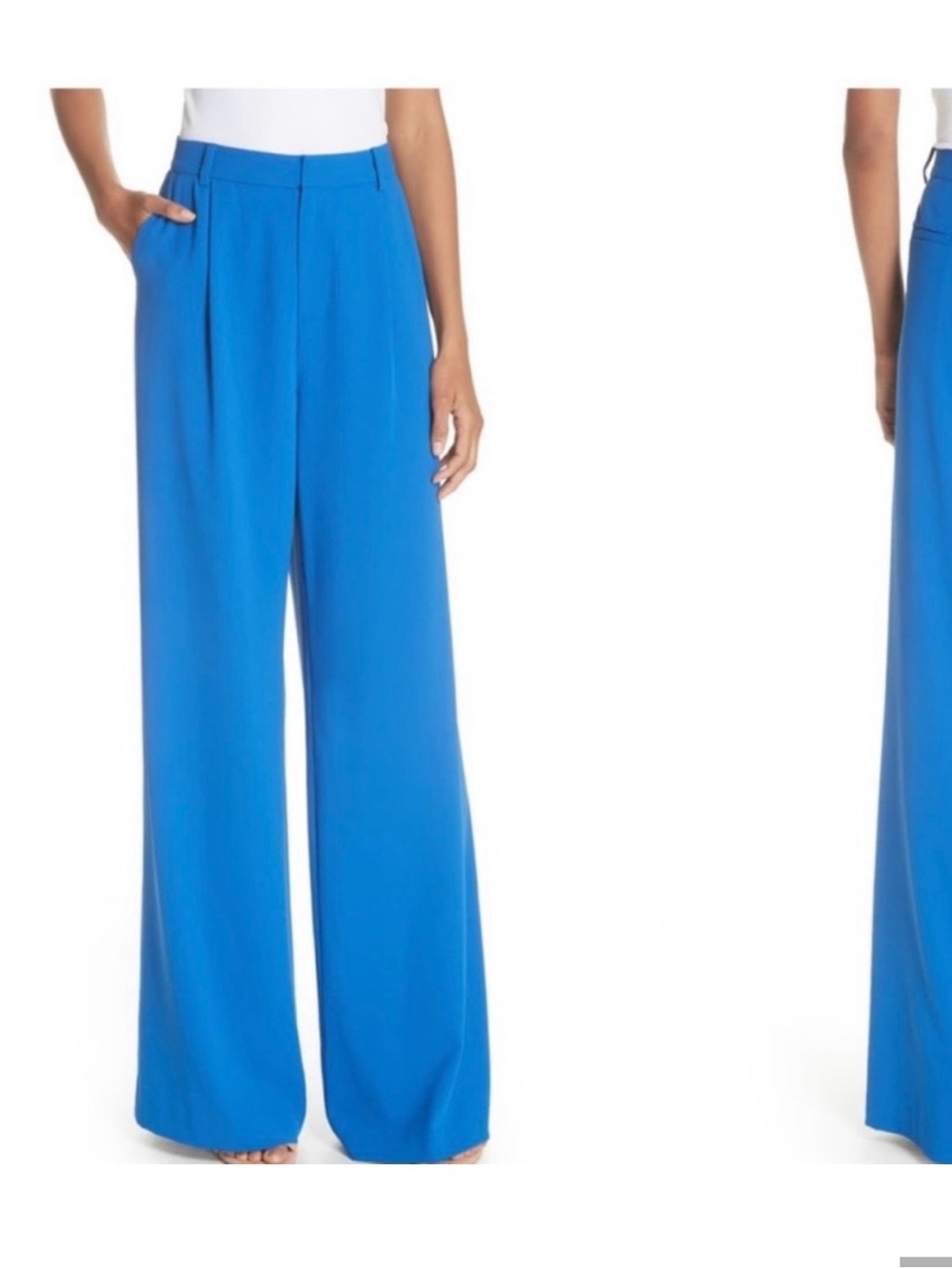 Alice + Olivia Wide-Leg High-Rise Pants in Cobalt Blue